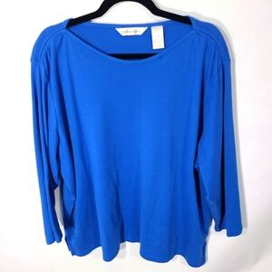 Draper's and Damon's Women's Size 3X Blue‎ Blouse Shirt Top Office Career